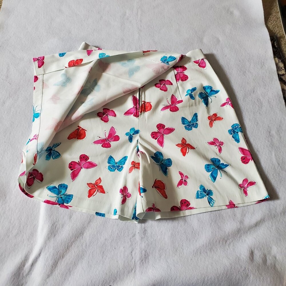 Briggs New York Skort Size 16 White Pink & Blue Butterflies Cotton Spandex - Picture 15 of 16